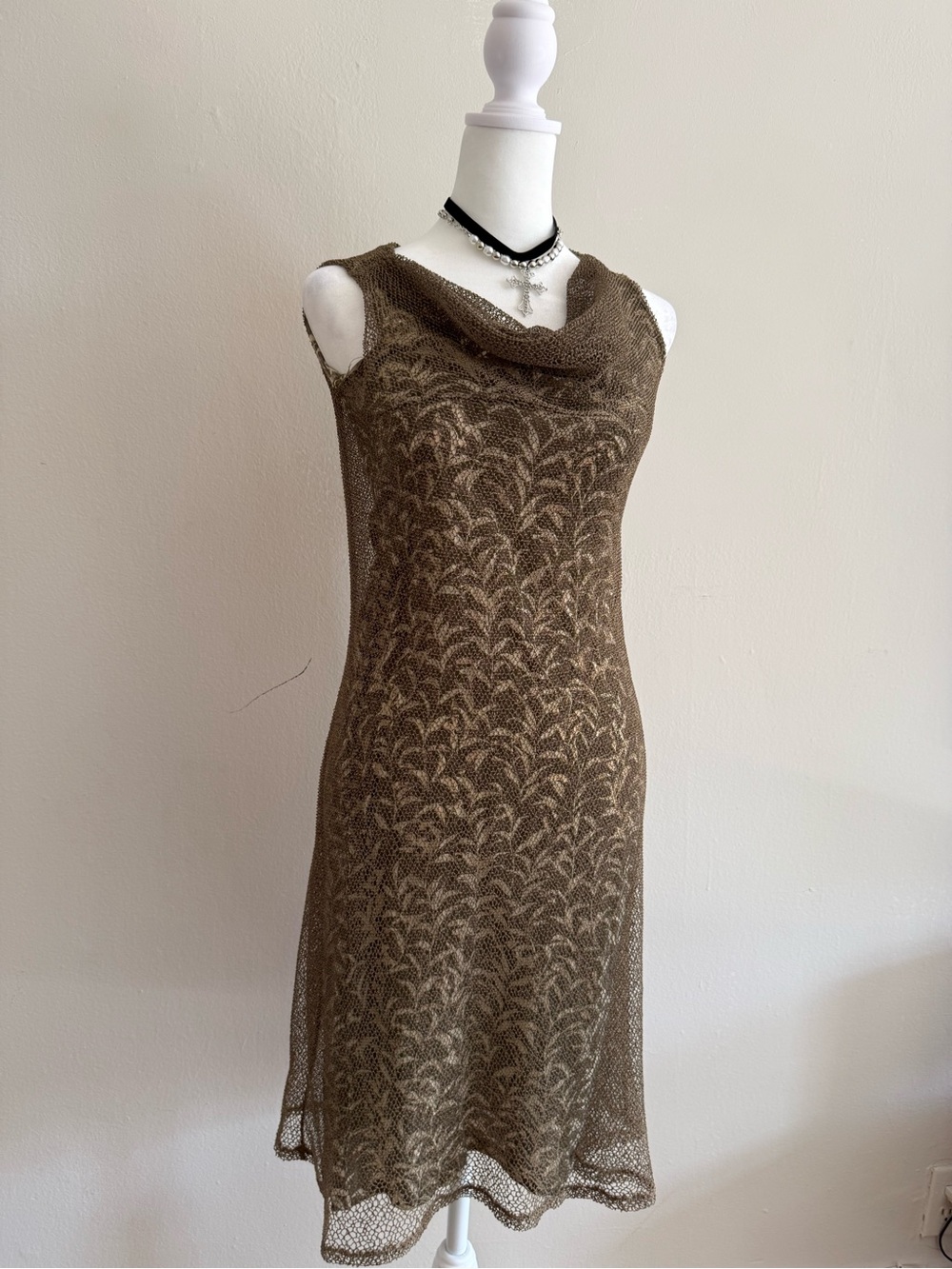 Sleeveless Silk 100% Cowl Neck Dress - Picture 2 of 8